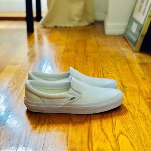 Vans White Slip Ons, Men’s 9.5